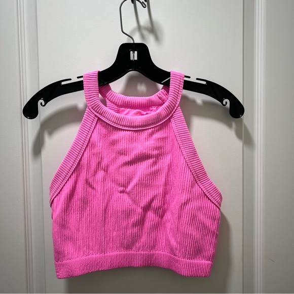 aerie Tops - Hot Pink Cropped Aerie Tank Top Large